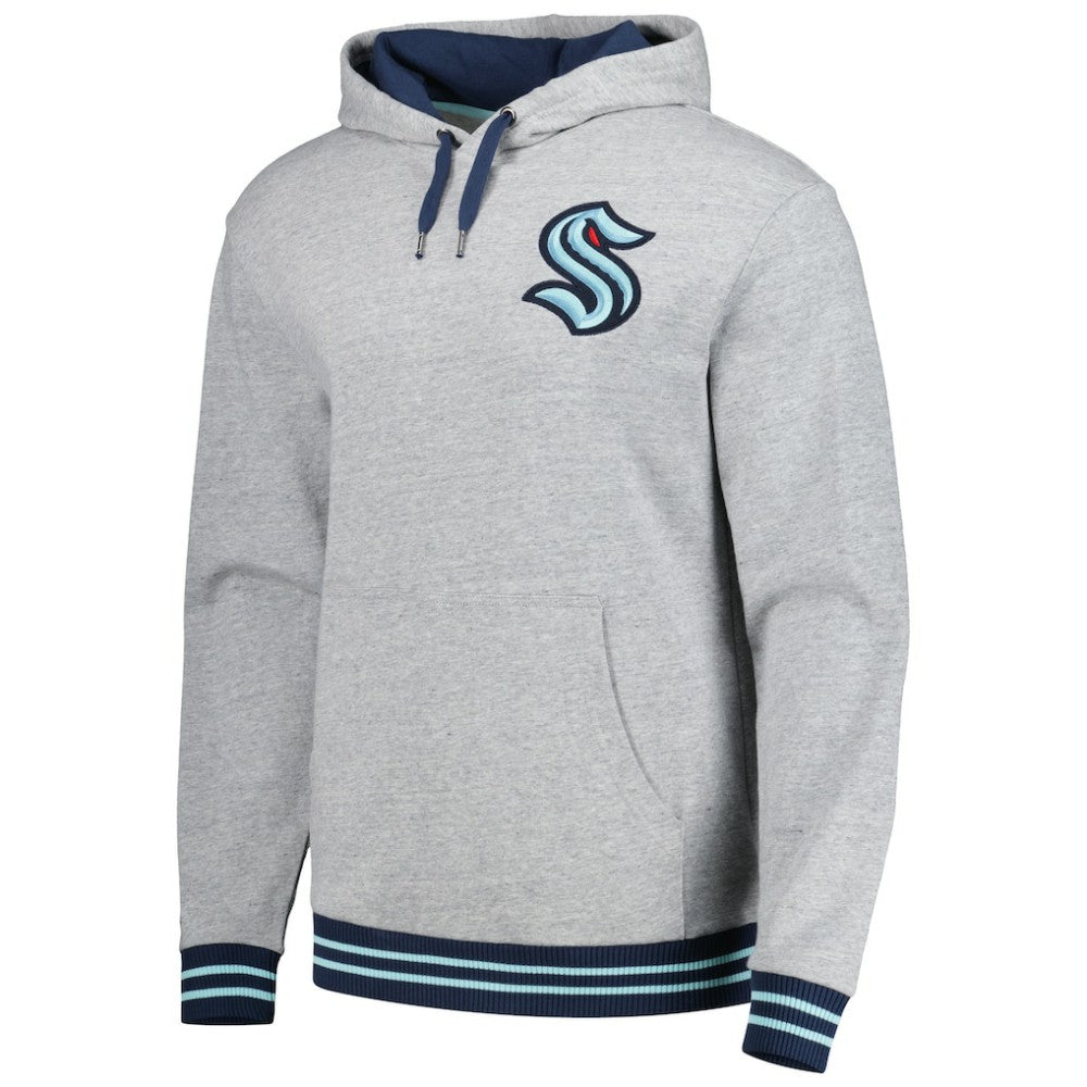 Seattle Kraken Mitchell & Ness Classic French Terry Pullover Hoodie - Heather Gray Hoodies