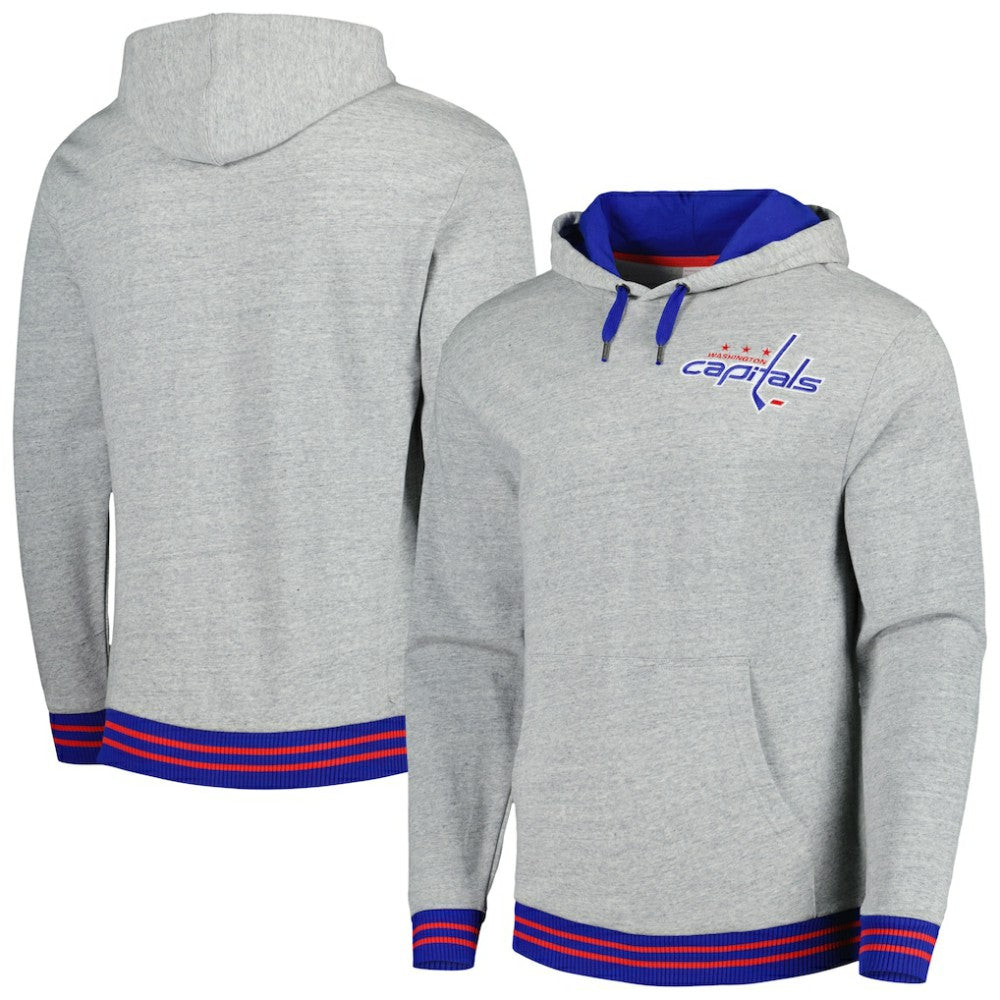 Washington Capitals Mitchell & Ness Classic French Terry Pullover Hoodie - Heather Gray Hoodies
