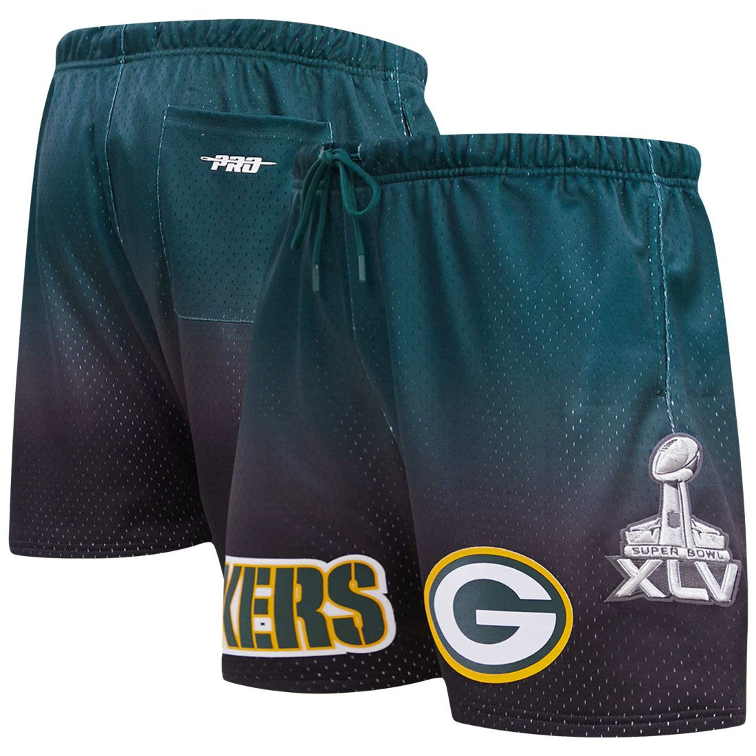 Green Bay Packers Pro Standard Ombre Mesh Shorts - Black/Green for sale