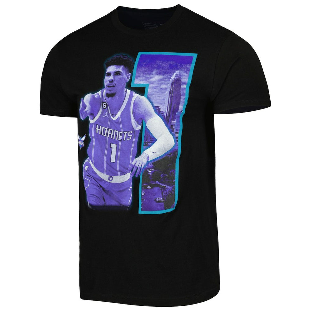 LaMelo Ball Charlotte Hornets Stadium Essentials Unisex Player Skyline T-Shirt - Black discount