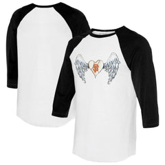 San Francisco Giants Tiny Turnip Women's Angel Wings 3/4-Sleeve Raglan T-Shirt White/Black