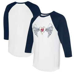 Washington Nationals Tiny Turnip Women's Angel Wings 3/4-Sleeve Raglan T-Shirt White/Navy