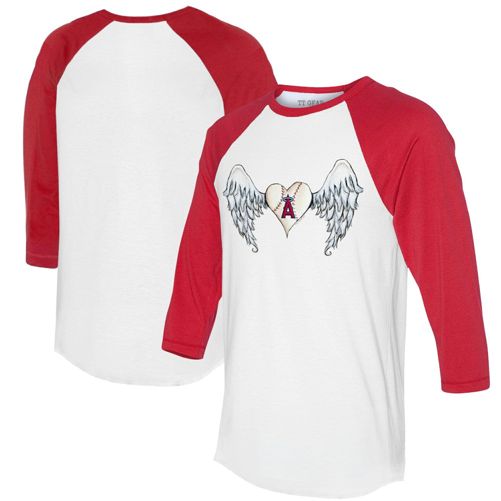 Los Angeles Angels Tiny Turnip Women's Angel Wings 3/4-Sleeve Raglan T-Shirt White/Red