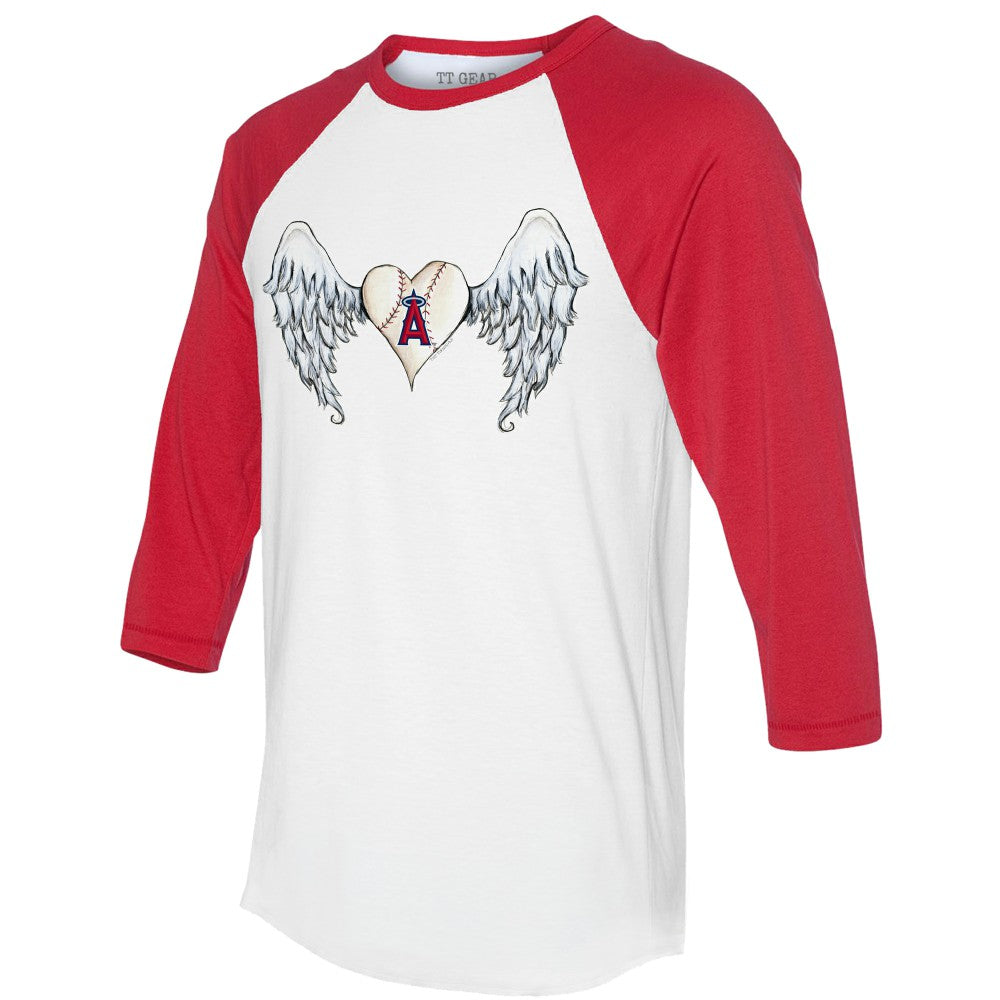 Los Angeles Angels Tiny Turnip Women's Angel Wings 3/4-Sleeve Raglan T-Shirt White/Red