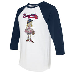 Atlanta Braves Tiny Turnip Women's Babes 3/4-Sleeve Raglan T-Shirt White/Navy