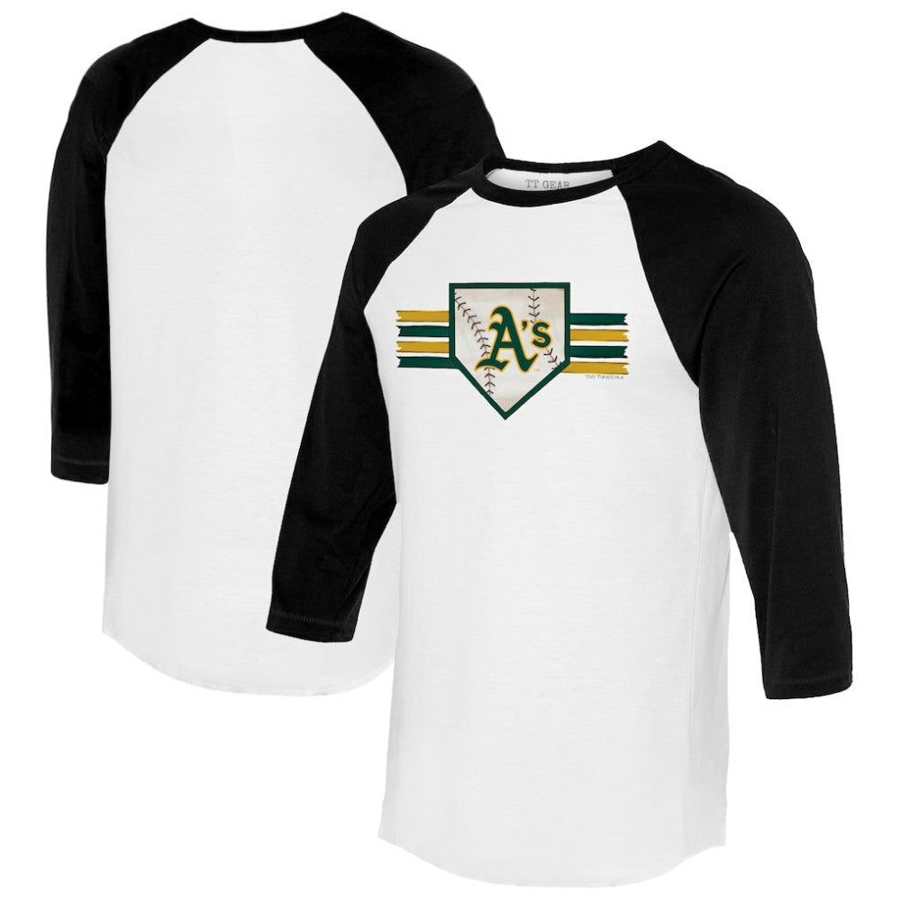 Athletics Tiny Turnip Women's Base Stripe 3/4-Sleeve Raglan T-Shirt White/Black