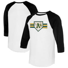 Athletics Tiny Turnip Women's Base Stripe 3/4-Sleeve Raglan T-Shirt White/Black