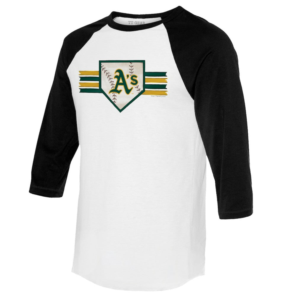 Athletics Tiny Turnip Women's Base Stripe 3/4-Sleeve Raglan T-Shirt White/Black