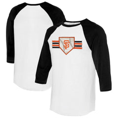 San Francisco Giants Tiny Turnip Women's Base Stripe 3/4-Sleeve Raglan T-Shirt White/Black