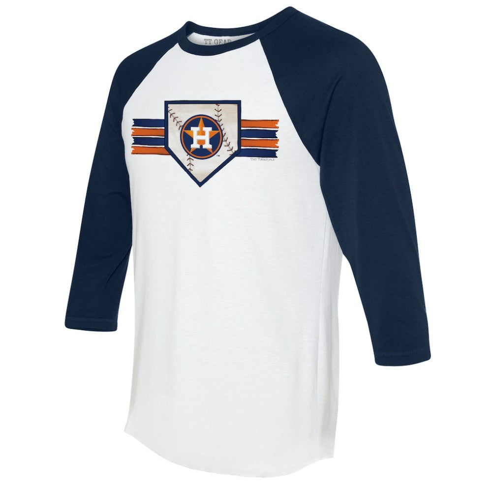 Houston Astros Tiny Turnip Women's Base Stripe 3/4-Sleeve Raglan T-Shirt White/Navy