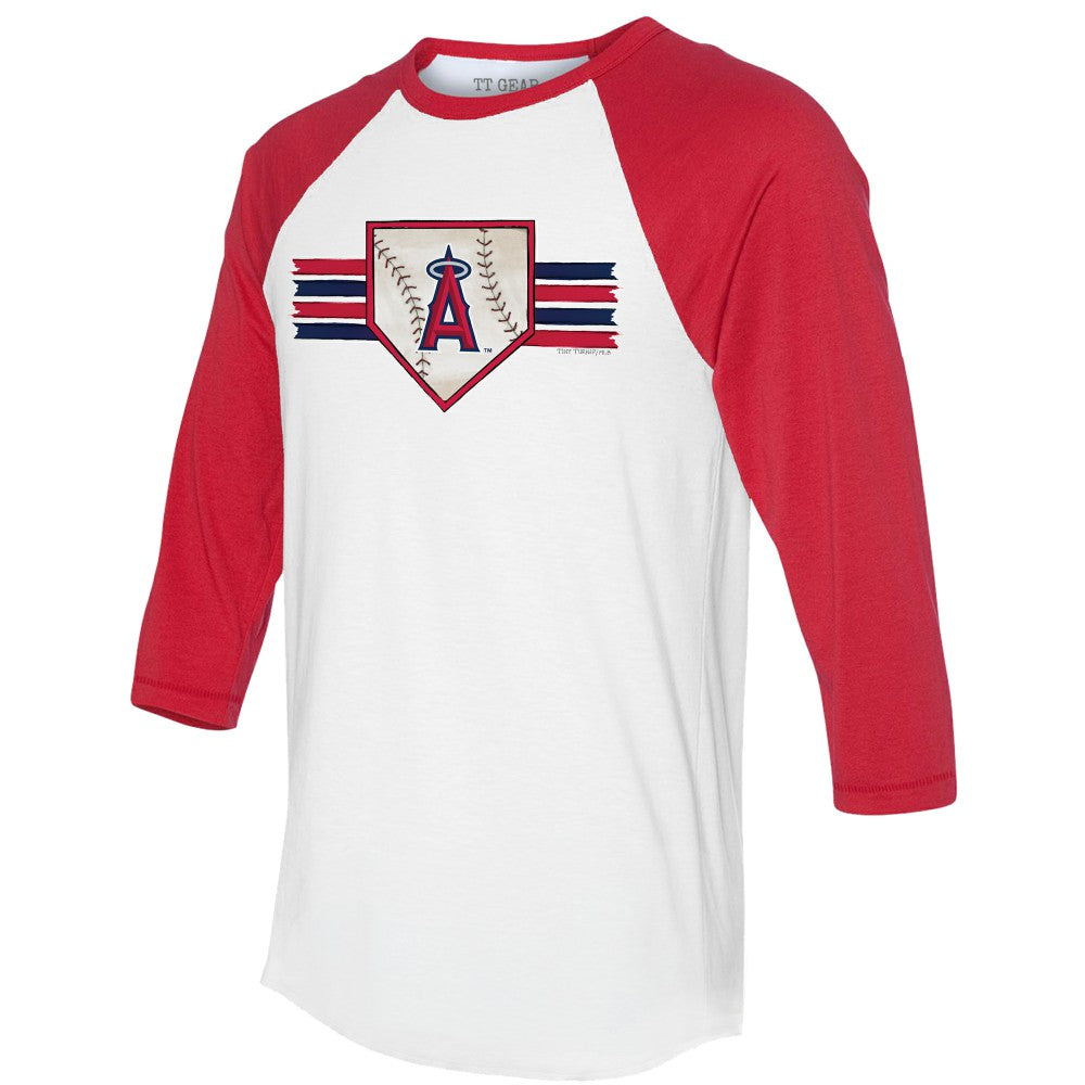 Los Angeles Angels Tiny Turnip Women's Base Stripe 3/4-Sleeve Raglan T-Shirt White/Red