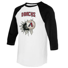 Arizona Diamondbacks Tiny Turnip Women's Baseball Tear 3/4-Sleeve Raglan T-Shirt White/Black