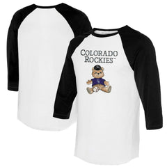 Colorado Rockies Tiny Turnip Women's Teddy Boy 3/4-Sleeve Raglan T-Shirt White/Black