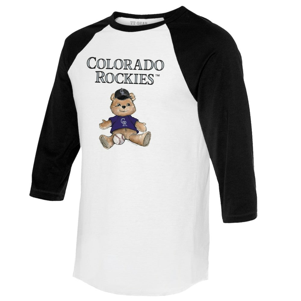 Colorado Rockies Tiny Turnip Women's Teddy Boy 3/4-Sleeve Raglan T-Shirt White/Black