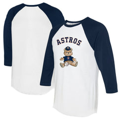 Houston Astros Tiny Turnip Women's Teddy Boy 3/4-Sleeve Raglan T-Shirt White/Navy