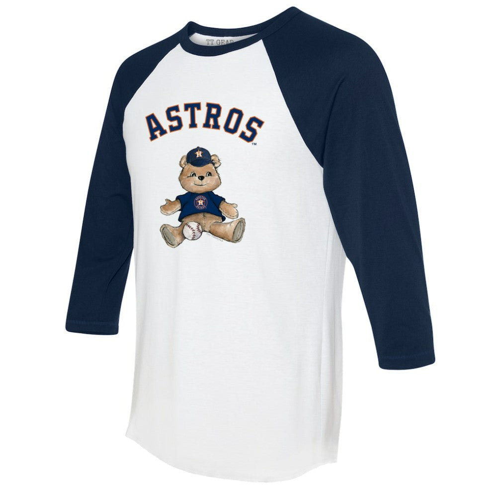 Houston Astros Tiny Turnip Women's Teddy Boy 3/4-Sleeve Raglan T-Shirt White/Navy