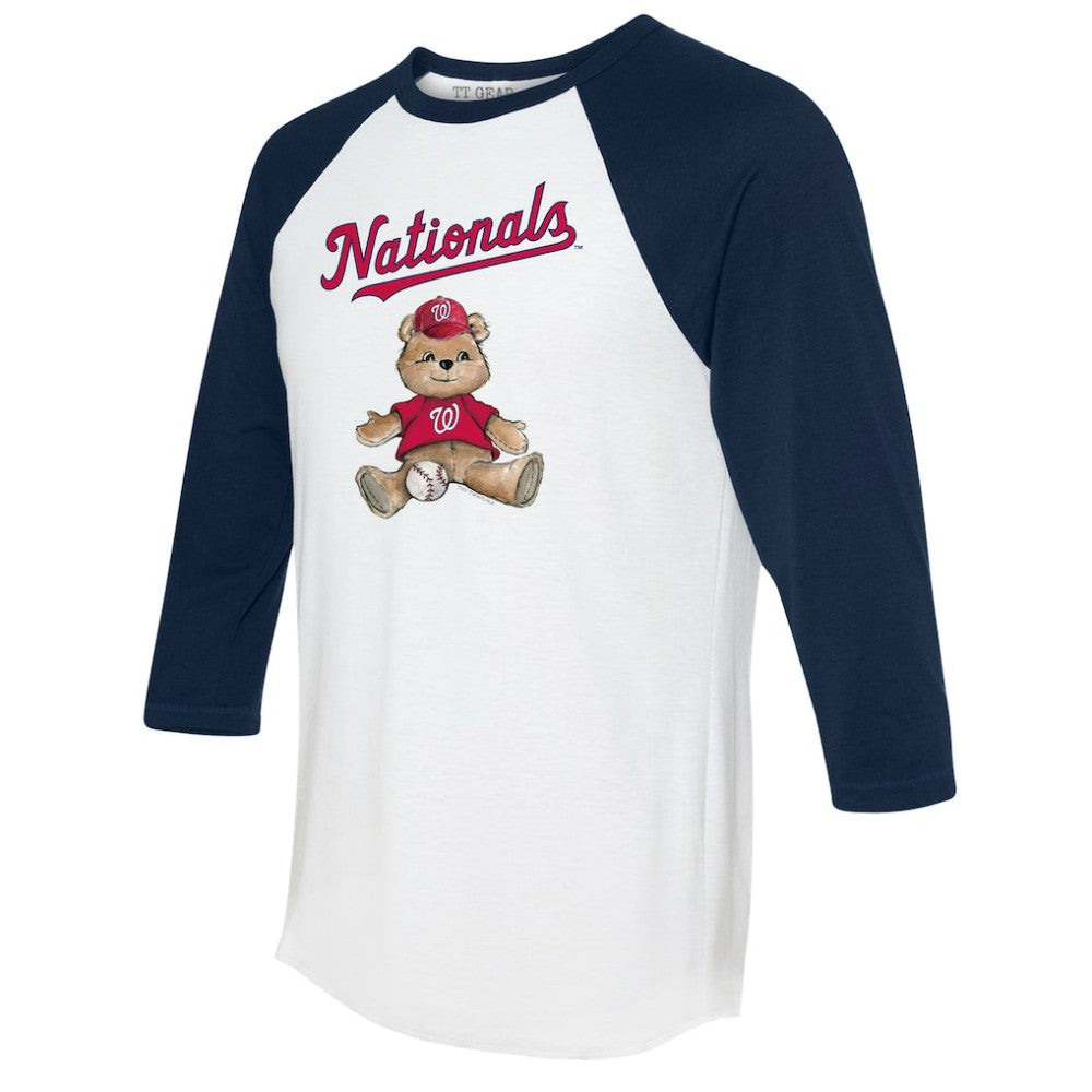 Washington Nationals Tiny Turnip Women's Teddy Boy 3/4-Sleeve Raglan T-Shirt White/Navy