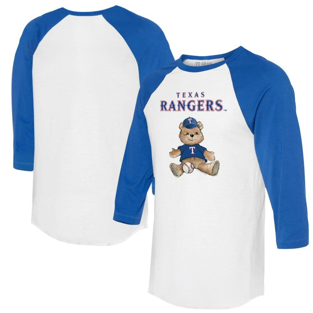 Texas Rangers Tiny Turnip Women's Teddy Boy 3/4-Sleeve Raglan T-Shirt White/Royal