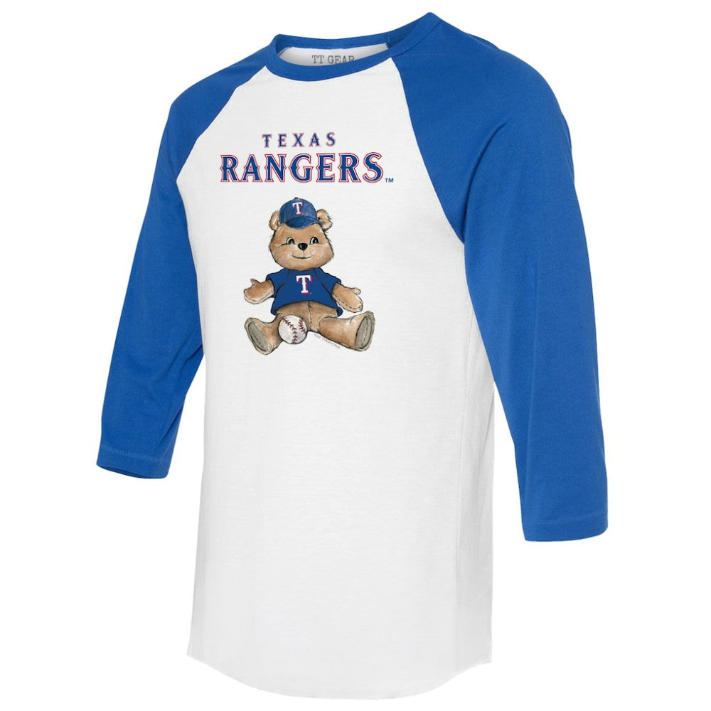 Texas Rangers Tiny Turnip Women's Teddy Boy 3/4-Sleeve Raglan T-Shirt White/Royal