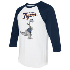 Detroit Tigers Tiny Turnip Women's Bronto 3/4-Sleeve Raglan T-Shirt White/Navy