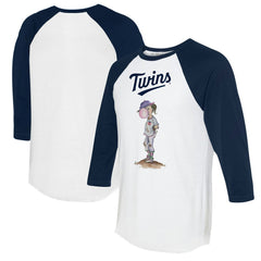 Minnesota Twins Tiny Turnip Women's Bubbles 3/4-Sleeve Raglan T-Shirt White/Navy