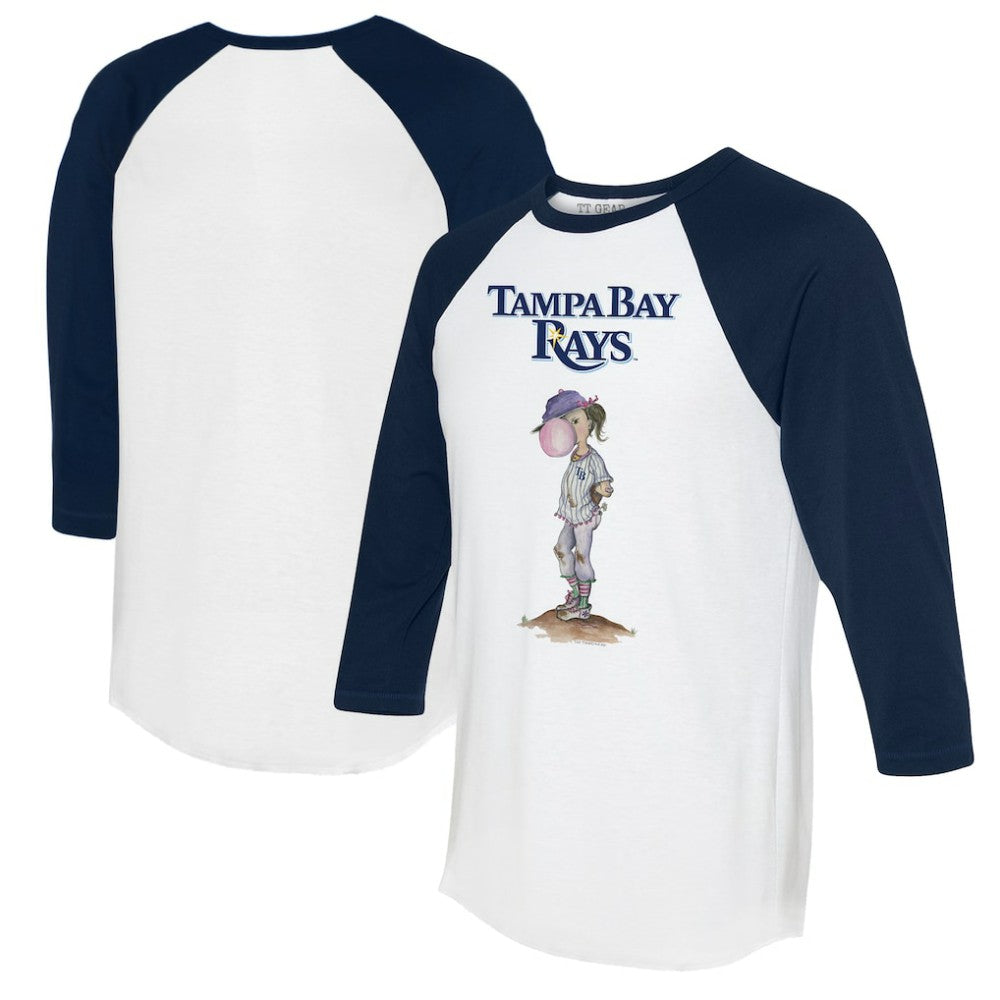 Tampa Bay Rays Tiny Turnip Women's Bubbles 3/4-Sleeve Raglan T-Shirt White/Navy