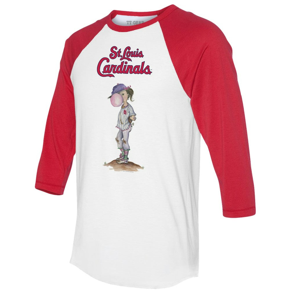 St. Louis Cardinals Tiny Turnip Women's Bubbles 3/4-Sleeve Raglan T-Shirt White/Red