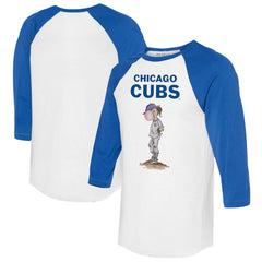 Chicago Cubs Tiny Turnip Women's Bubbles 3/4-Sleeve Raglan T-Shirt White/Royal