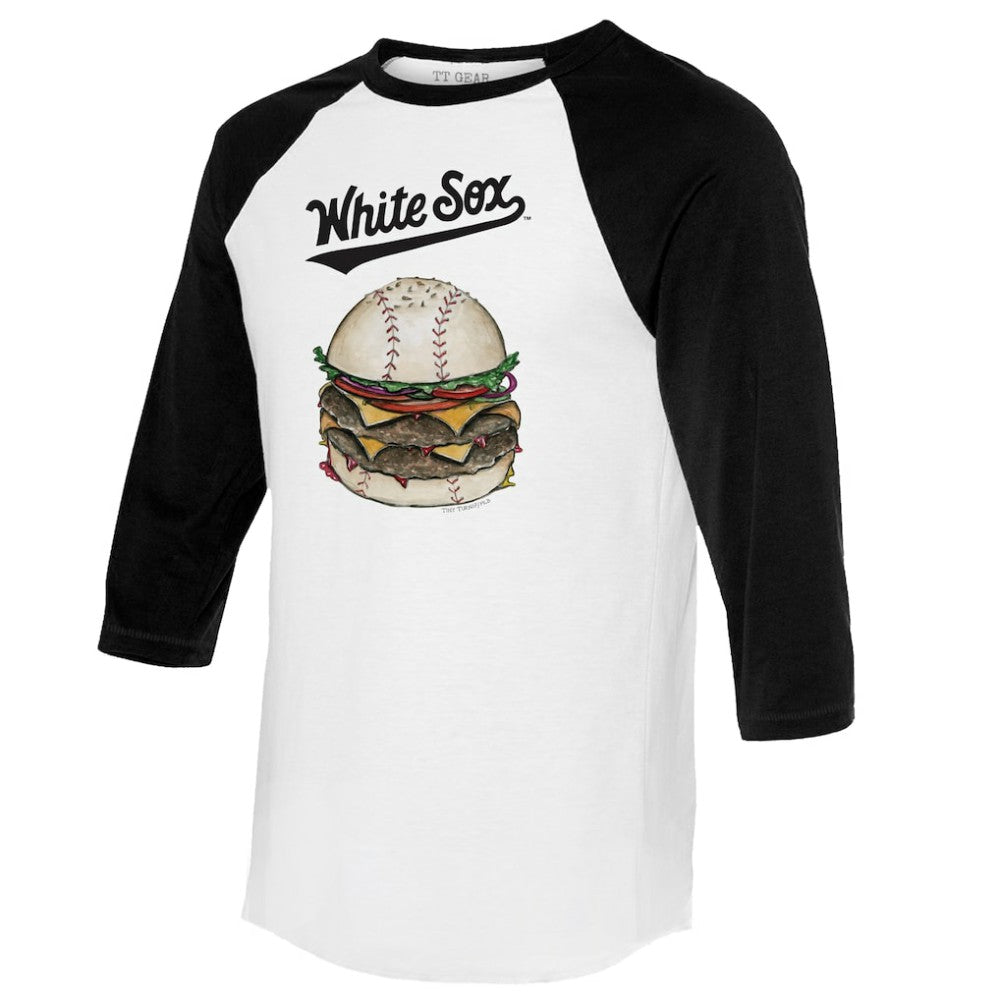 Chicago White Sox Tiny Turnip Women's Burger 3/4-Sleeve Raglan T-Shirt White/Black