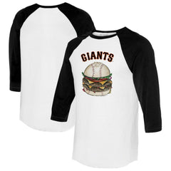 San Francisco Giants Tiny Turnip Women's Burger 3/4-Sleeve Raglan T-Shirt White/Black