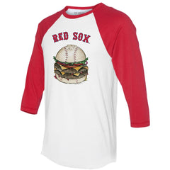 Boston Red Sox Tiny Turnip Women's Burger 3/4-Sleeve Raglan T-Shirt White/Red