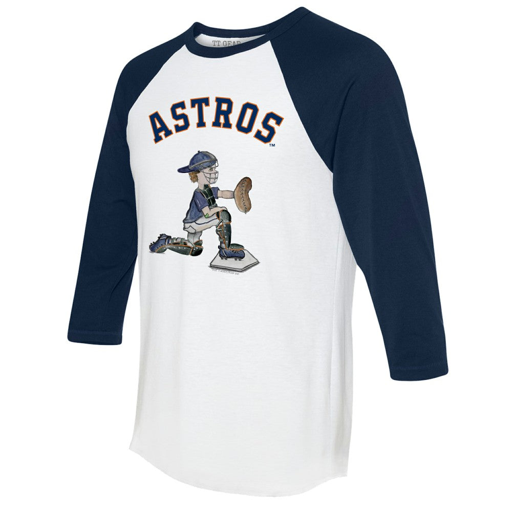 Houston Astros Tiny Turnip Women's Caleb 3/4-Sleeve Raglan T-Shirt White/Navy