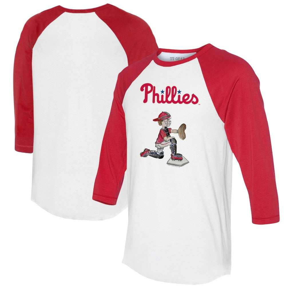 Philadelphia Phillies Tiny Turnip Women's Caleb 3/4-Sleeve Raglan T-Shirt White/Red