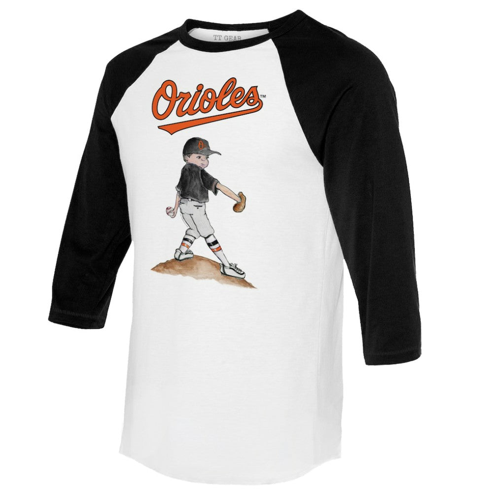Baltimore Orioles Tiny Turnip Women's Clemente 3/4-Sleeve Raglan T-Shirt White/Black