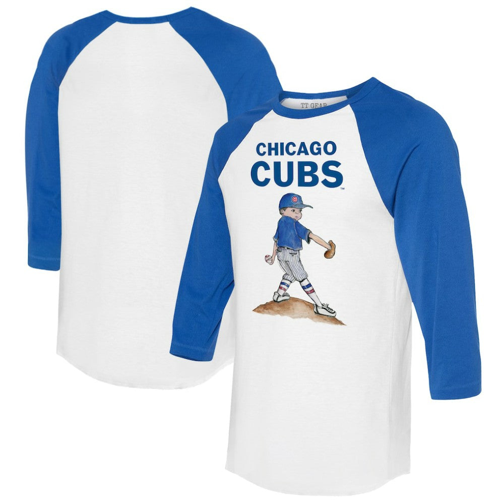 Chicago Cubs Tiny Turnip Women's Clemente 3/4-Sleeve Raglan T-Shirt White/Royal