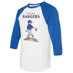 Texas Rangers Tiny Turnip Women's Clemente 3/4-Sleeve Raglan T-Shirt White/Royal