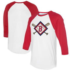 Boston Red Sox Tiny Turnip Women's Diamond Cross Bats 3/4-Sleeve Raglan T-Shirt White/Red