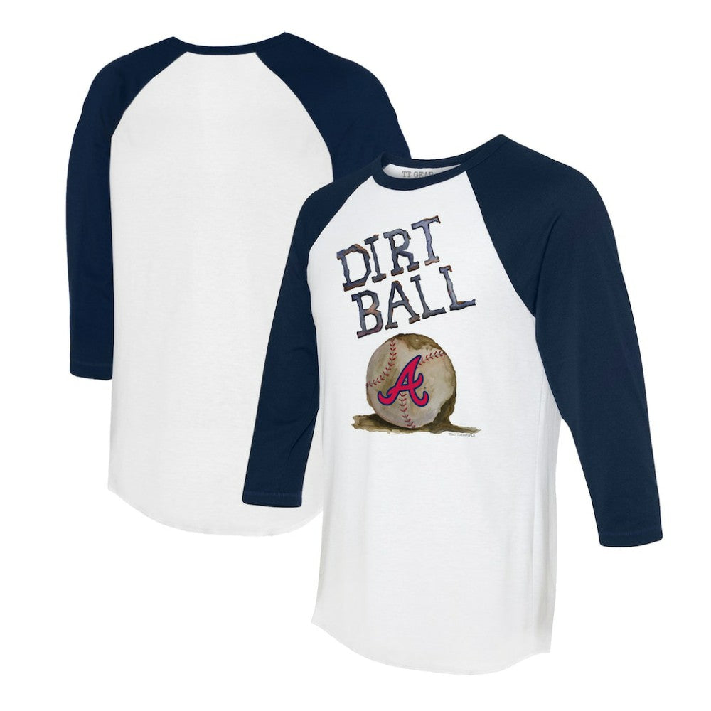 Atlanta Braves Tiny Turnip Women's Dirt Ball 3/4-Sleeve Raglan T-Shirt White/Navy