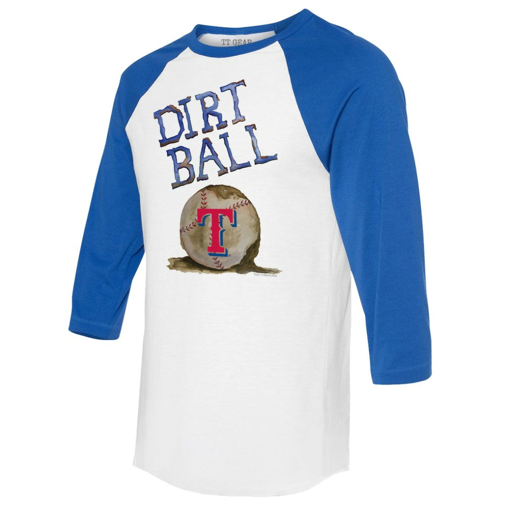 Texas Rangers Tiny Turnip Women's Dirt Ball 3/4-Sleeve Raglan T-Shirt White/Royal