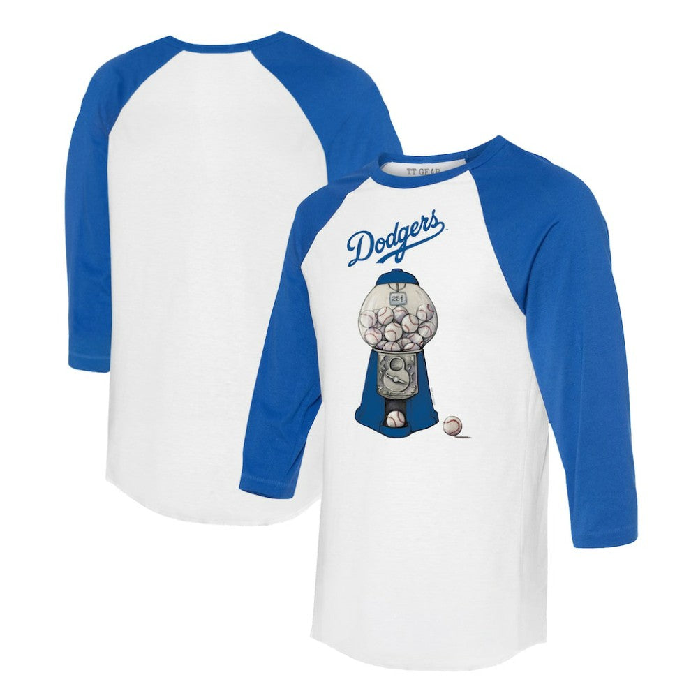 Los Angeles Dodgers Tiny Turnip Women's Gumball Machine 3/4-Sleeve Raglan T-Shirt White/Royal