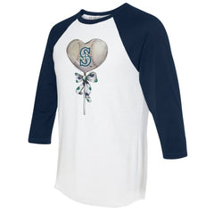 Seattle Mariners Tiny Turnip Women's Heart Lolly 3/4-Sleeve Raglan T-Shirt White/Navy