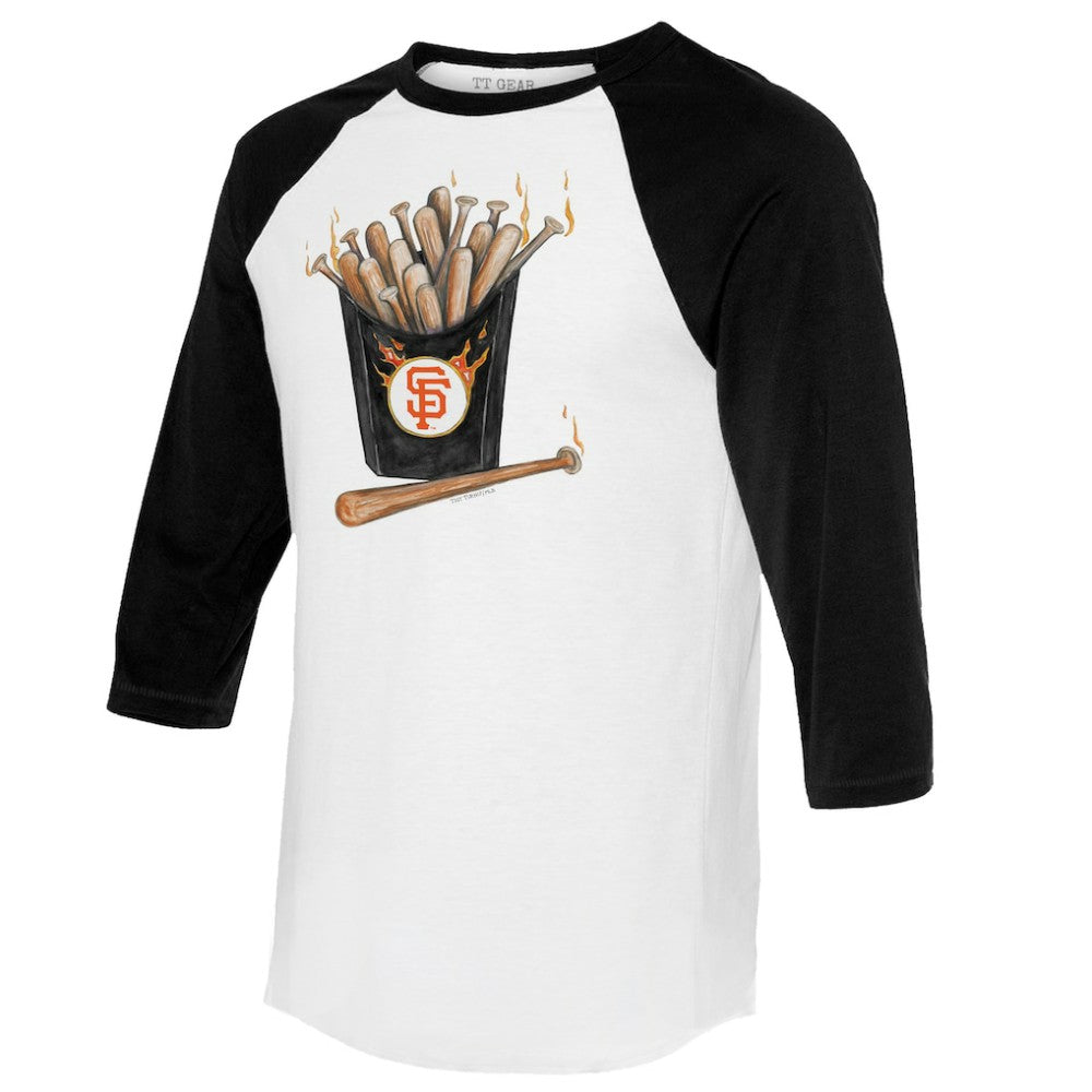 San Francisco Giants Tiny Turnip Women's Hot Bats 3/4-Sleeve Raglan T-Shirt White/Black