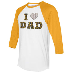 San Diego Padres Tiny Turnip Women's I Love Dad 3/4-Sleeve Raglan T-Shirt White/Gold
