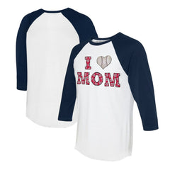 Washington Nationals Tiny Turnip Women's I Love Mom 3/4-Sleeve Raglan T-Shirt White/Navy