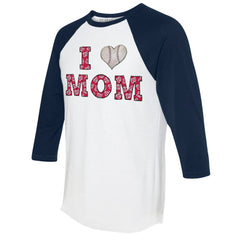 Washington Nationals Tiny Turnip Women's I Love Mom 3/4-Sleeve Raglan T-Shirt White/Navy