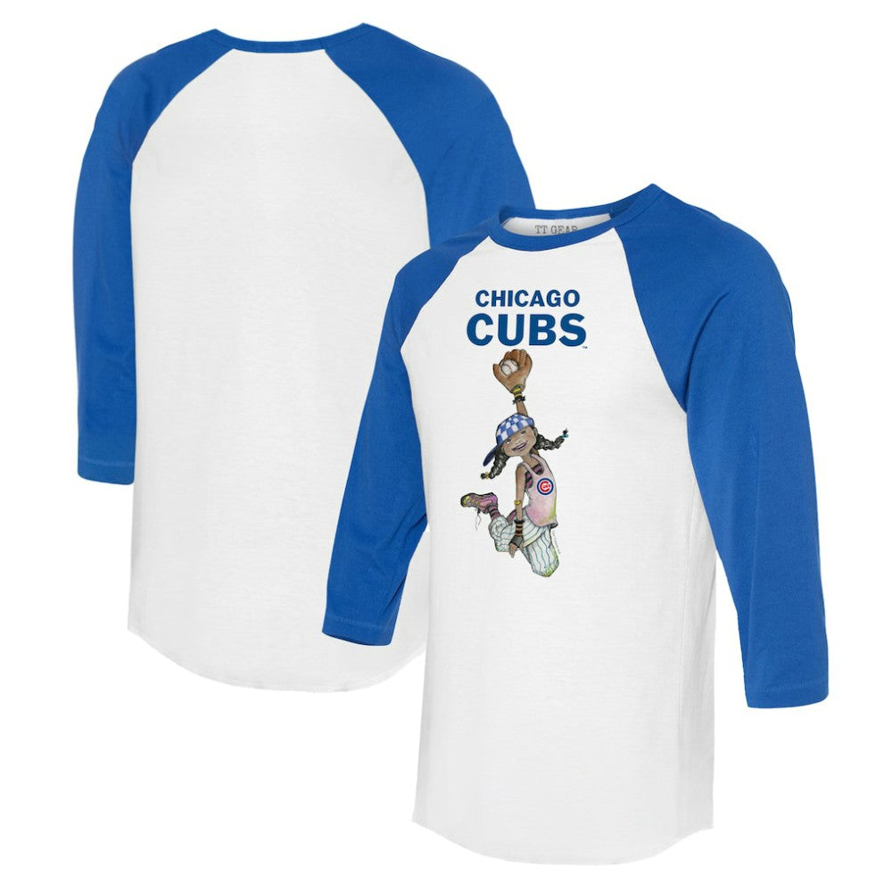 Chicago Cubs Tiny Turnip Women's Jada 3/4-Sleeve Raglan T-Shirt White/Royal