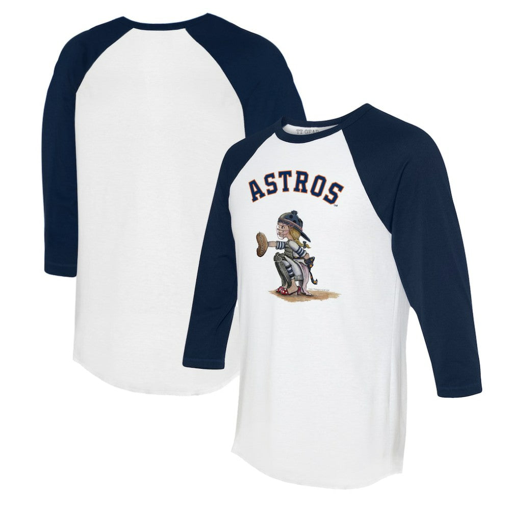 Houston Astros Tiny Turnip Women's Kate 3/4-Sleeve Raglan T-Shirt White/Navy