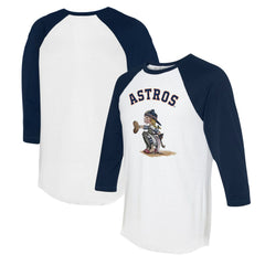 Houston Astros Tiny Turnip Women's Kate 3/4-Sleeve Raglan T-Shirt White/Navy