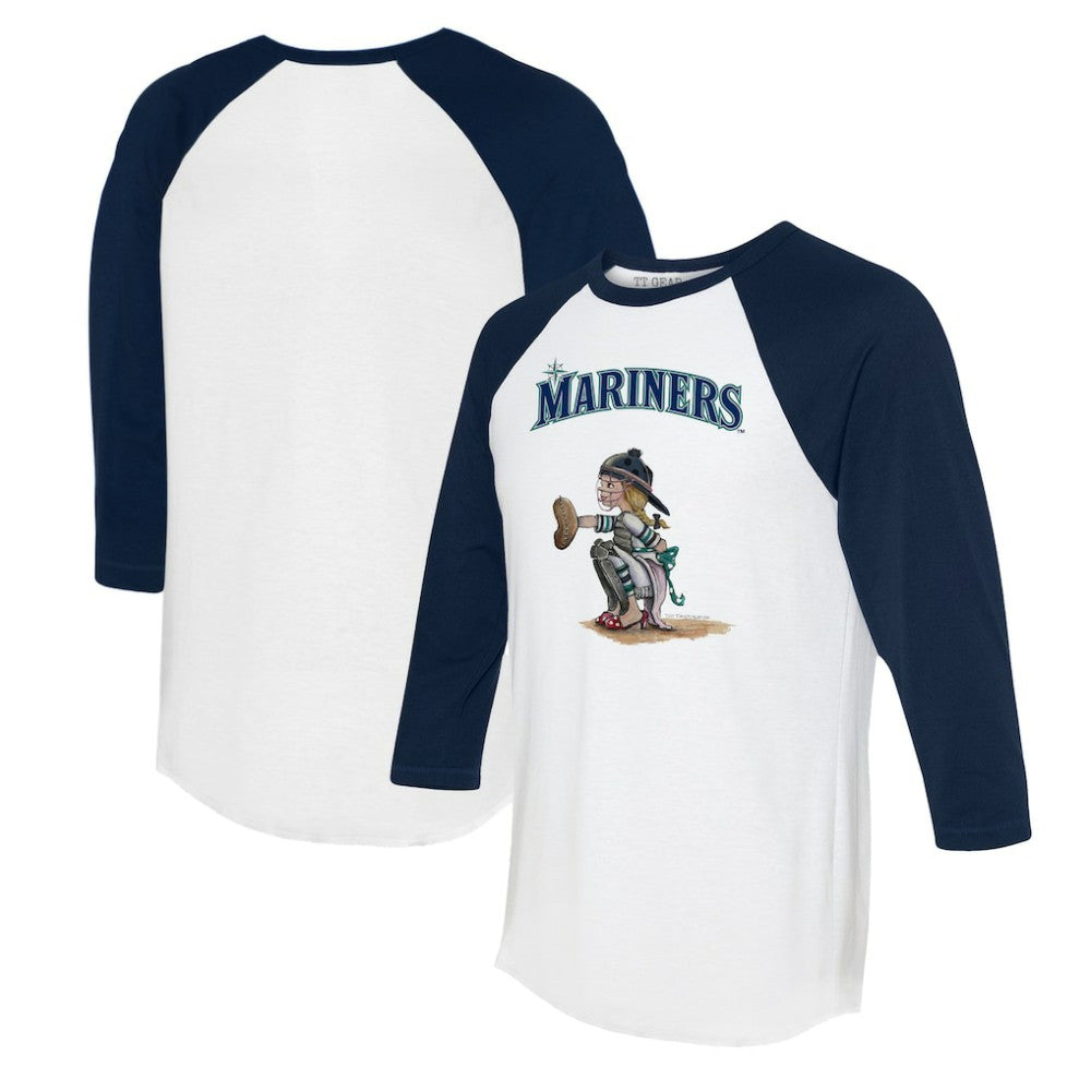 Seattle Mariners Tiny Turnip Women's Kate 3/4-Sleeve Raglan T-Shirt White/Navy