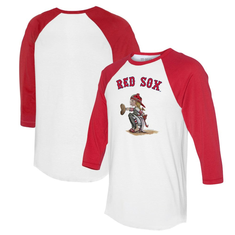 Boston Red Sox Tiny Turnip Women's Kate 3/4-Sleeve Raglan T-Shirt White/Red